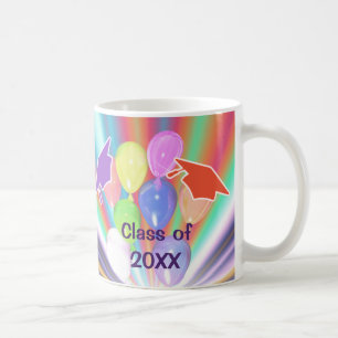 Caneca De Café Bonés de celebração e balões de graduação