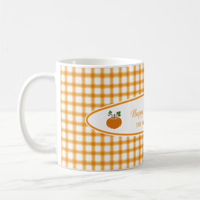 Caneca De Café Bonita Abóbora Amarela Xadrez Laranja Bonita Prese (Esquerda)