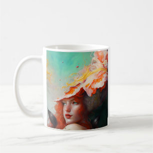 Caneca De Café Bonita Abstrato de Arte Vermelha Ginger Girl