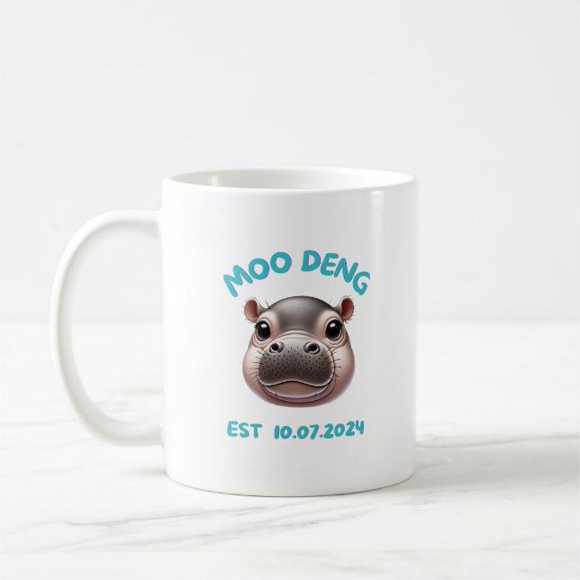 Caneca De Café Bonita Adorável Moo Deng Baby Pygmy Hippo (Esquerda)