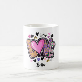 Caneca De Café Bonita Artsy LOVE - Dia do Namorados