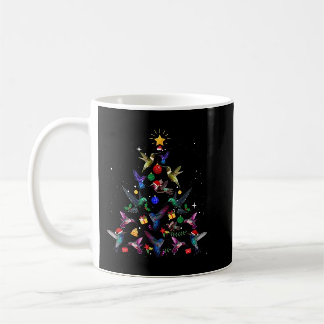 Caneca De Café Bonita Árvore de Natal de Hummingbird Presente Xma (Esquerda)