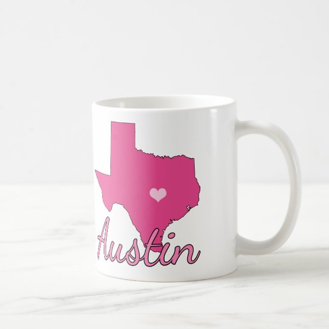 Caneca De Café Bonita Austin Texas Girl rosa (Direita)