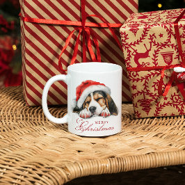 Caneca De Café Bonita Cachorro com Chapéu Santa Feliz Natal