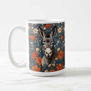 Caneca De Café Bonita Cara De Donkey, Floral Elegante