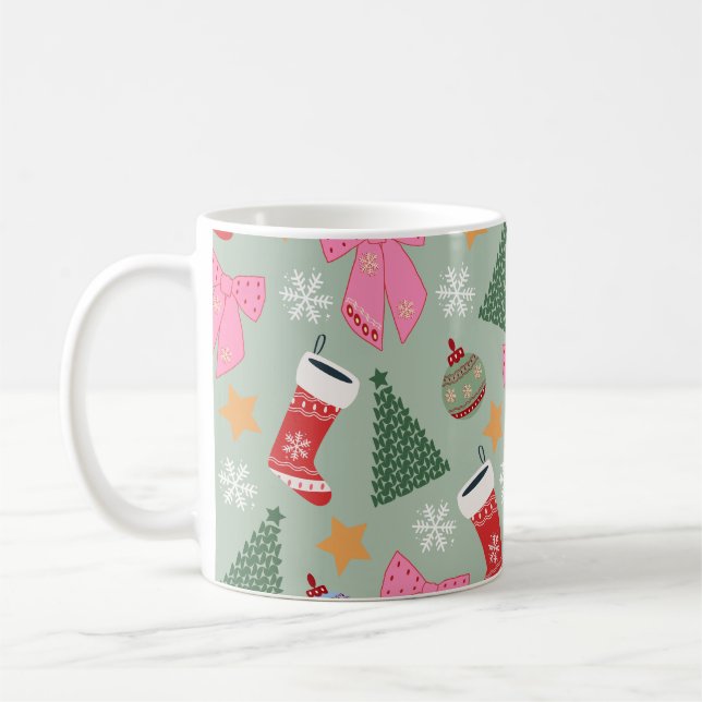Caneca De Café Bonita Casa de Natal Verde (Esquerda)