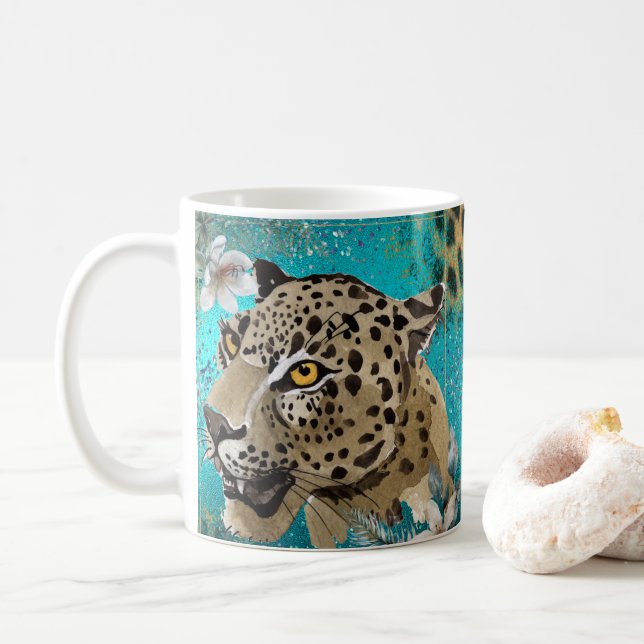 Caneca De Café Bonita Coffee Mug de Café Leopardo, Taça (Com Donut)