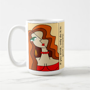 Caneca De Café Bonita Cubismo Das Mulheres Ruivas