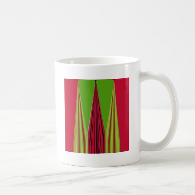 Caneca De Café Bonita design de arte fractal verde-amarela vermel (Direita)