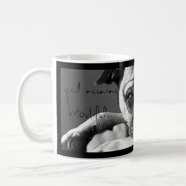 Caneca de café bonita do bom dia com thePug de (Esquerda)