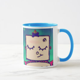 Caneca de café bonita do robô da menina