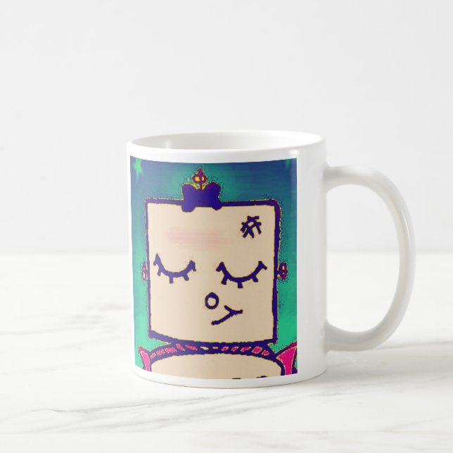 Caneca de café bonita do robô da menina (Direita)