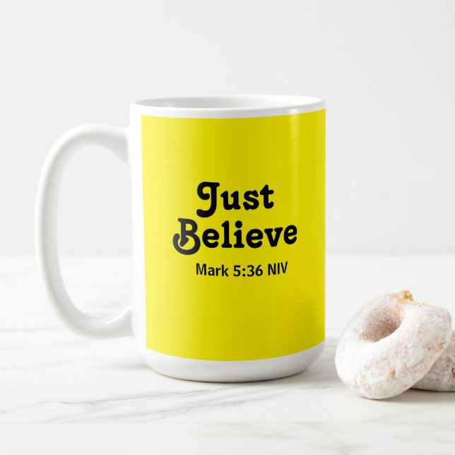 Caneca De Café Bonita e Brilhante Acredita em Milagres Amarelo (Com Donut)