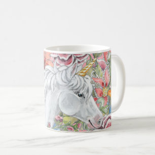 Caneca De Café Bonita Fantasia, Cinza Tropical Floral Cinza