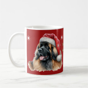 Caneca De Café Bonita Festiva Leonberger Papai noel Mug