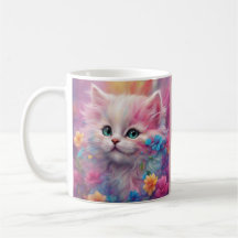 Bonita Gato Branco Fluffy