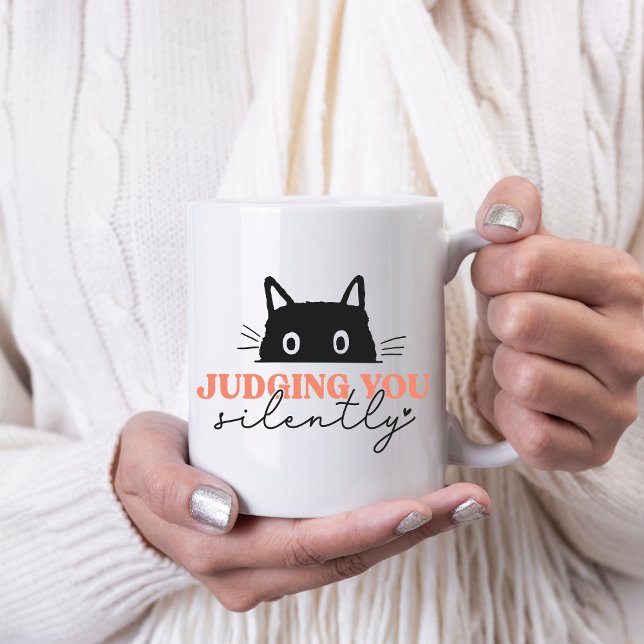 Caneca De Café Bonita Julgando você Gato Silencioso (Criador carregado)