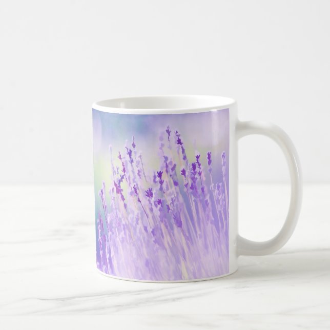 Caneca De Café Bonita Lavanda Flor Field ou Meadow Purple (Direita)