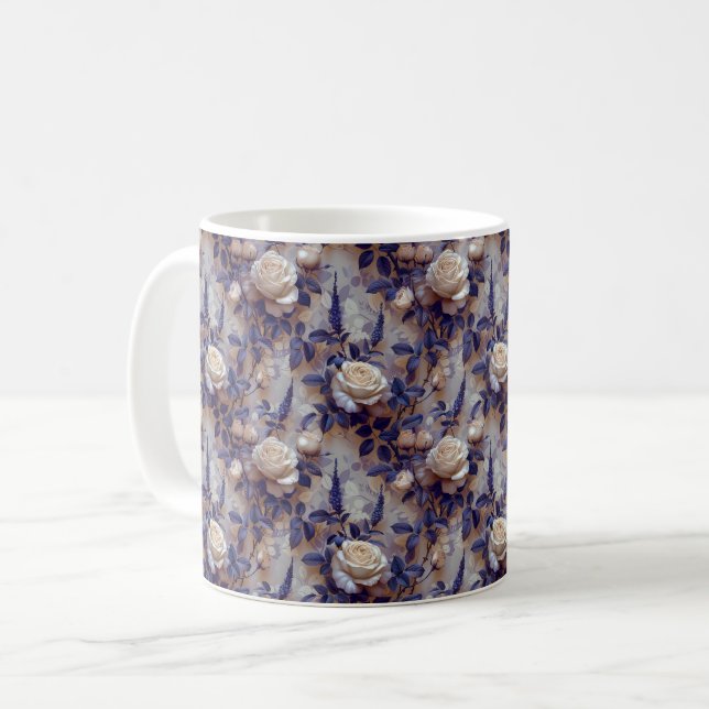 Caneca De Café Bonita Lavanda Romântica Primavera Purple Girly (Frente Esquerda)