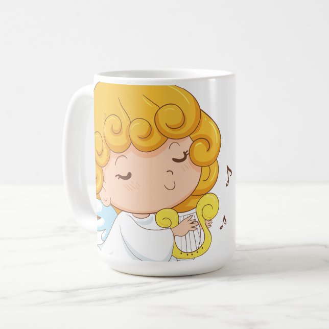 Caneca De Café Bonita Mão desenhada Cartoon Angel (Frente Esquerda)