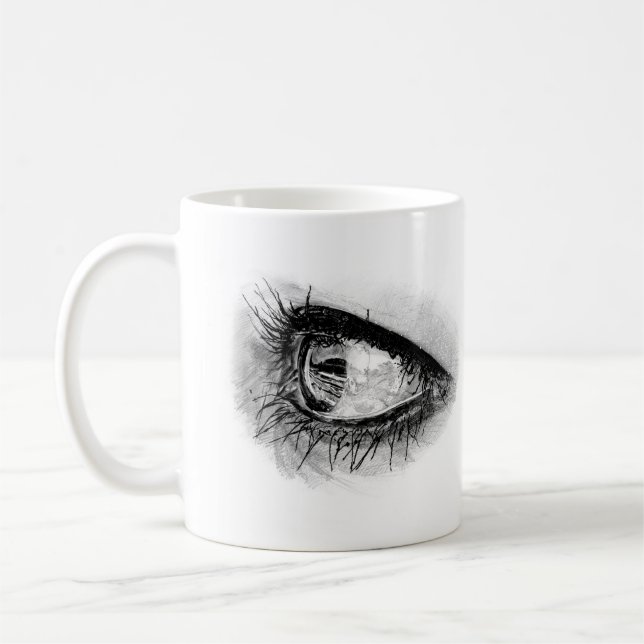 Caneca De Café Bonita mulher, olho no cheio mascara (Esquerda)