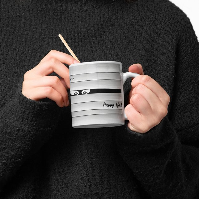 Caneca De Café Bonita múmia do Halloween Personalizada (Spooky Halloween Mummy Personalized mug.)