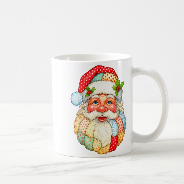Caneca De Café Bonita Patchwork Papai Noel Natal Homens Vêm (Direita)