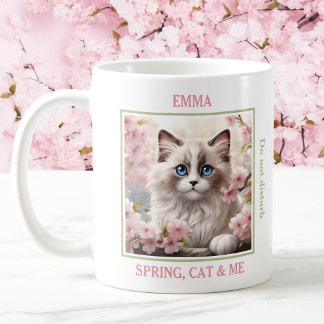 Caneca De Café Bonita Ragdoll Gato Rosa Sakura Gato Nome Primaver