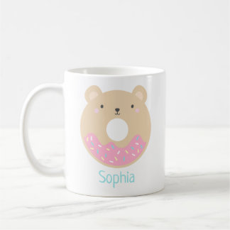 Caneca De Café Bonita Rapariga Kawaii Bear Rosquinha Nome Mug