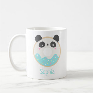 Caneca De Café Bonita Rapariga Kawaii Panda Bear Rosquinha Nome M