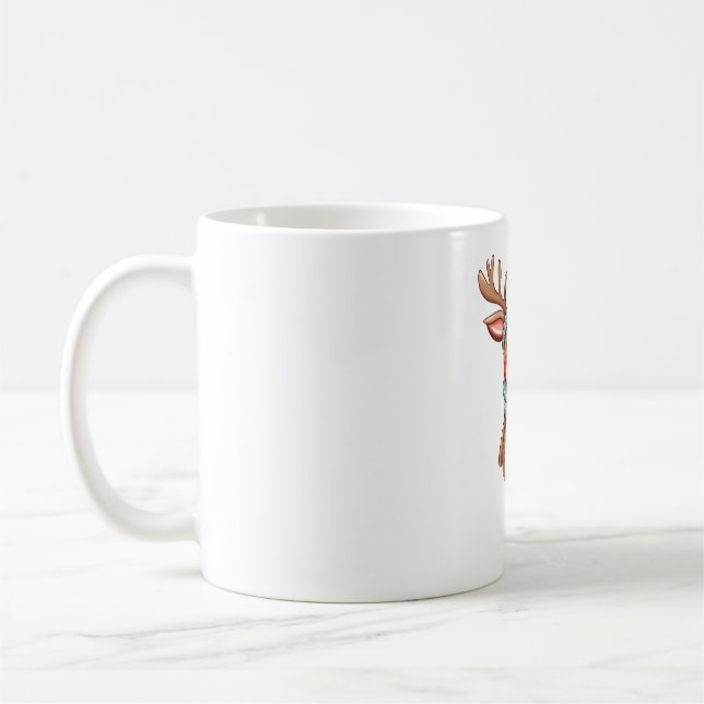 Caneca De Café Bonita Reindeer com Scarf no Natal (Esquerda)
