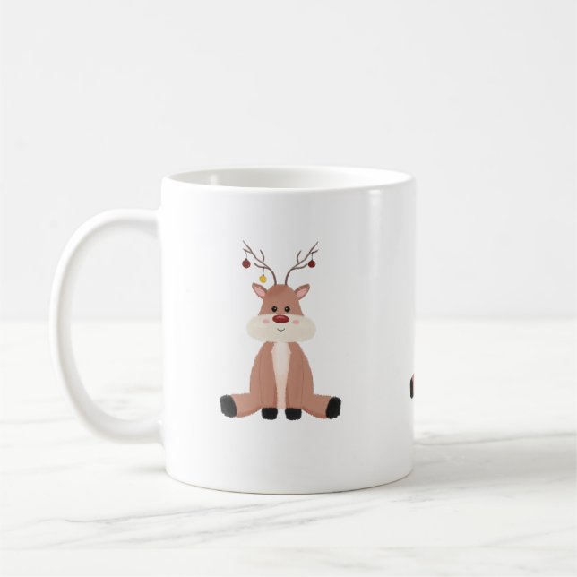 Caneca De Café Bonita Reindeer de Natal (Esquerda)