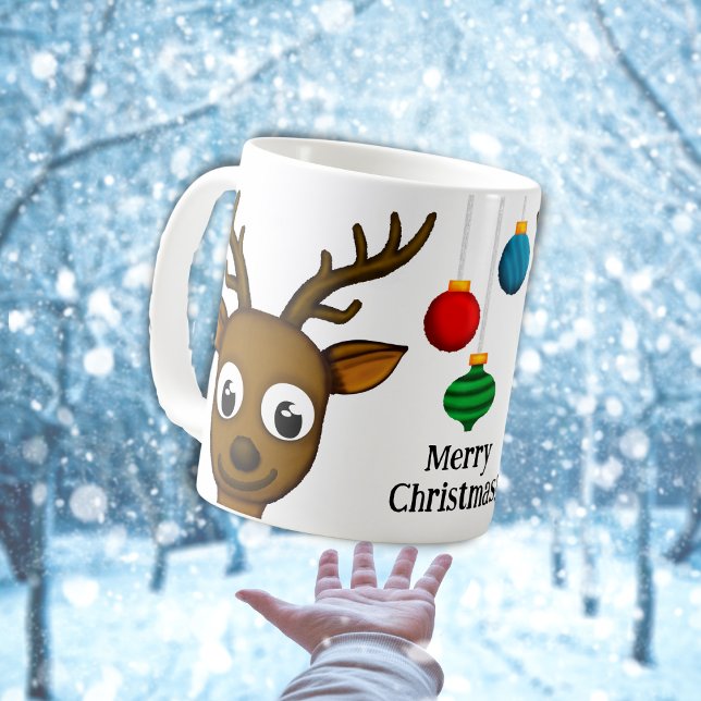 Caneca De Café Bonita Reindeer de Natal Feliz (Criador carregado)