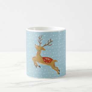 Caneca De Café Bonita Reindeer e Natal em queda de neve