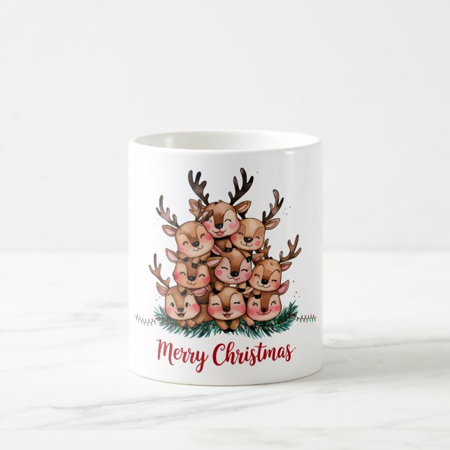 Caneca De Café Bonita Reindeer Feliz Natal (Centro)
