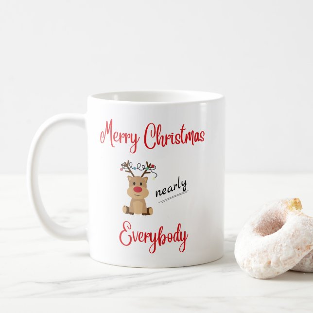 Caneca De Café Bonita Reindeer Merry Christmas Mug (Com Donut)