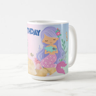 Caneca De Café Bonita sereia pastel Arco-íris
