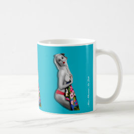 Caneca De Café Bonita Ssexy Retro Tropical Pinup Girl Teal Blue M