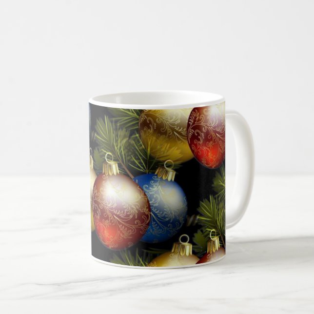 Caneca De Café Bonitas bolas de Natal com Design Delicado (Frente Esquerda)