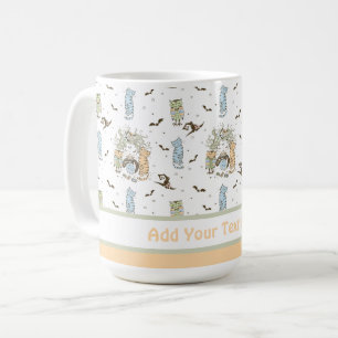 Caneca De Café Bonitas bruxas com gatos e corujas