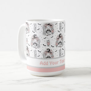 Caneca De Café Bonitas bruxas com gatos e corujas