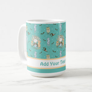 Caneca De Café Bonitas bruxas com gatos e corujas