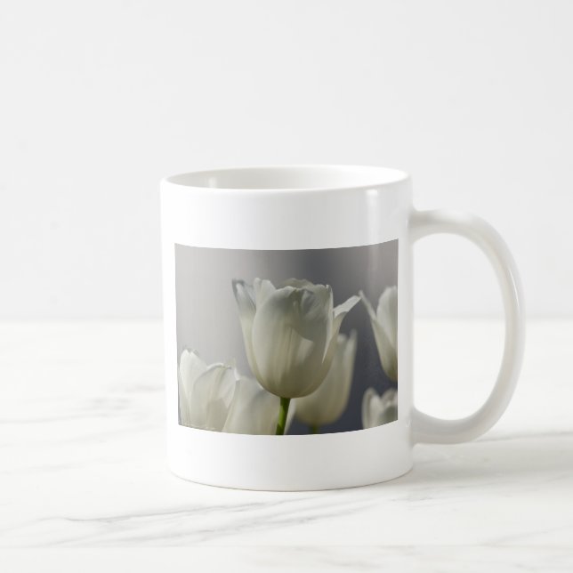 Caneca De Café Bonitas Tulipas Primavera brancas (Direita)