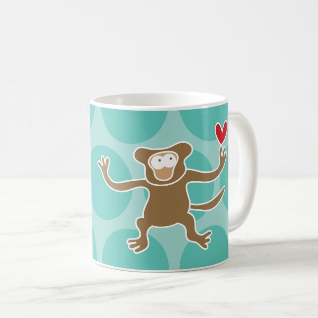 Caneca De Café Bonitinho Macaco Marrom/Pontos Diversão Ape Crianç (Frente Esquerda)