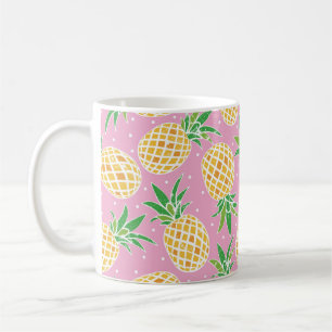 Caneca De Café Bonito abacaxi no fundo das bolinhas cor-de-rosa