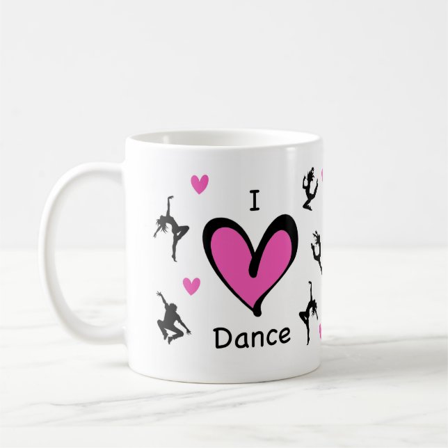 Caneca De Café Bonito Adoro Dança Padrão (Esquerda)