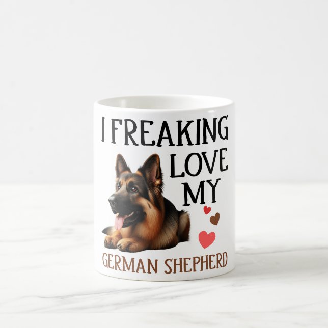 Caneca De Café Bonito Ama Meu Cachorro German shepherd (Centro)