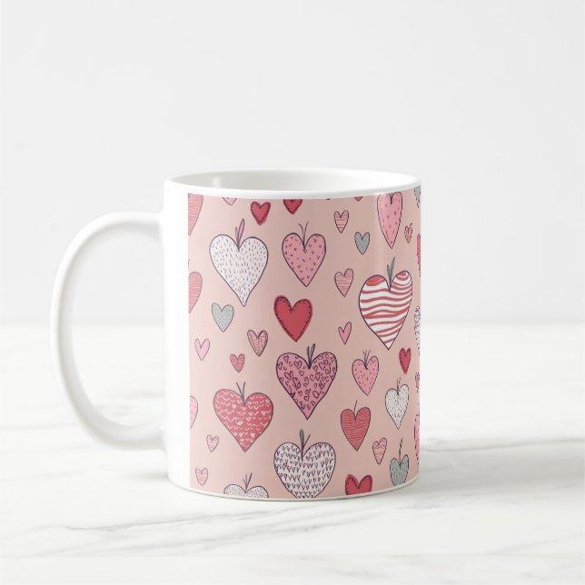 Caneca De Café Bonito Amor Corações Padrões Mug Dift (Esquerda)