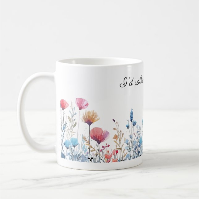 Caneca De Café Bonito Aquarela Floral Eu Preferencialmente De Jar (Esquerda)