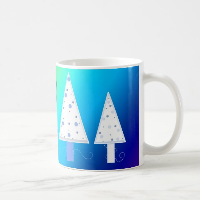 Caneca De Café Bonito Árvores de Natal Brancas (Direita)